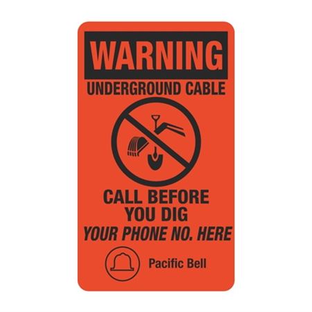 Warning Underground Cable - 3 1/2 x 6